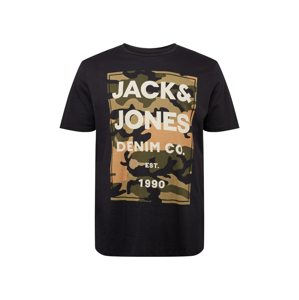Jack & Jones Plus Tričko  černá / olivová / bílá