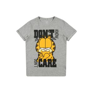 NAME IT Tričko 'Garfield'  šedý melír / černá / zlatě žlutá
