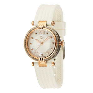 Gc Analogové hodinky 'Cable Chic'  bílá / růžově zlatá / stříbrná