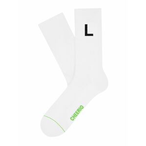CHEERIO* Ponožky 'ALPHABEST L'  bílá / černá / limetková