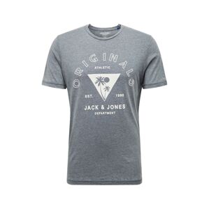 JACK & JONES Tričko 'NEW HERO'  kouřově modrá / bílá