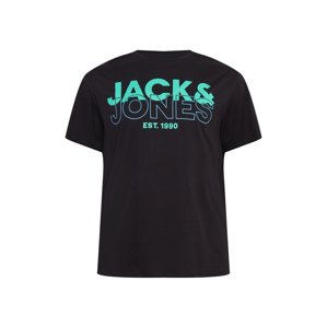 Jack & Jones Plus Tričko 'FLEXI'  černá / nefritová / světlemodrá