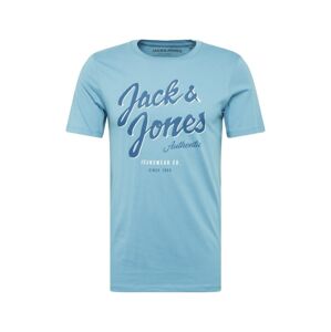 JACK & JONES Tričko  bílá / kouřově modrá / modrá