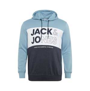 Jack & Jones Plus Mikina 'ARID'  námořnická modř / kouřově modrá / bílá