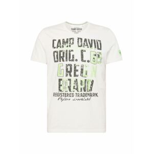 CAMP DAVID Tričko  bílá / svítivě zelená / černá