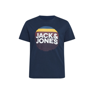 Jack & Jones Plus Tričko 'META'  námořnická modř / bílá / žlutá