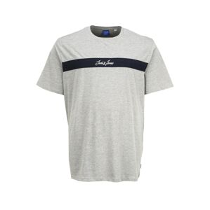 JACK & JONES Tričko 'COARSE'  šedý melír / bílá / marine modrá