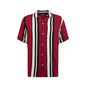 BURTON MENSWEAR LONDON Košile 'SS RED BLK ECRU STRP'  režná / červená / černá