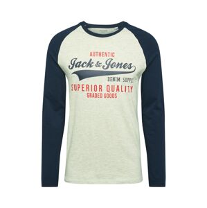 JACK & JONES Tričko  modrá / béžová