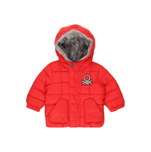 UNITED COLORS OF BENETTON Zimní bunda  světle červená / stříbrná / černá